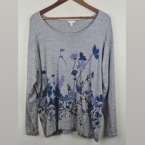 J. Jill Floral Knit Long Sleeve Sweater